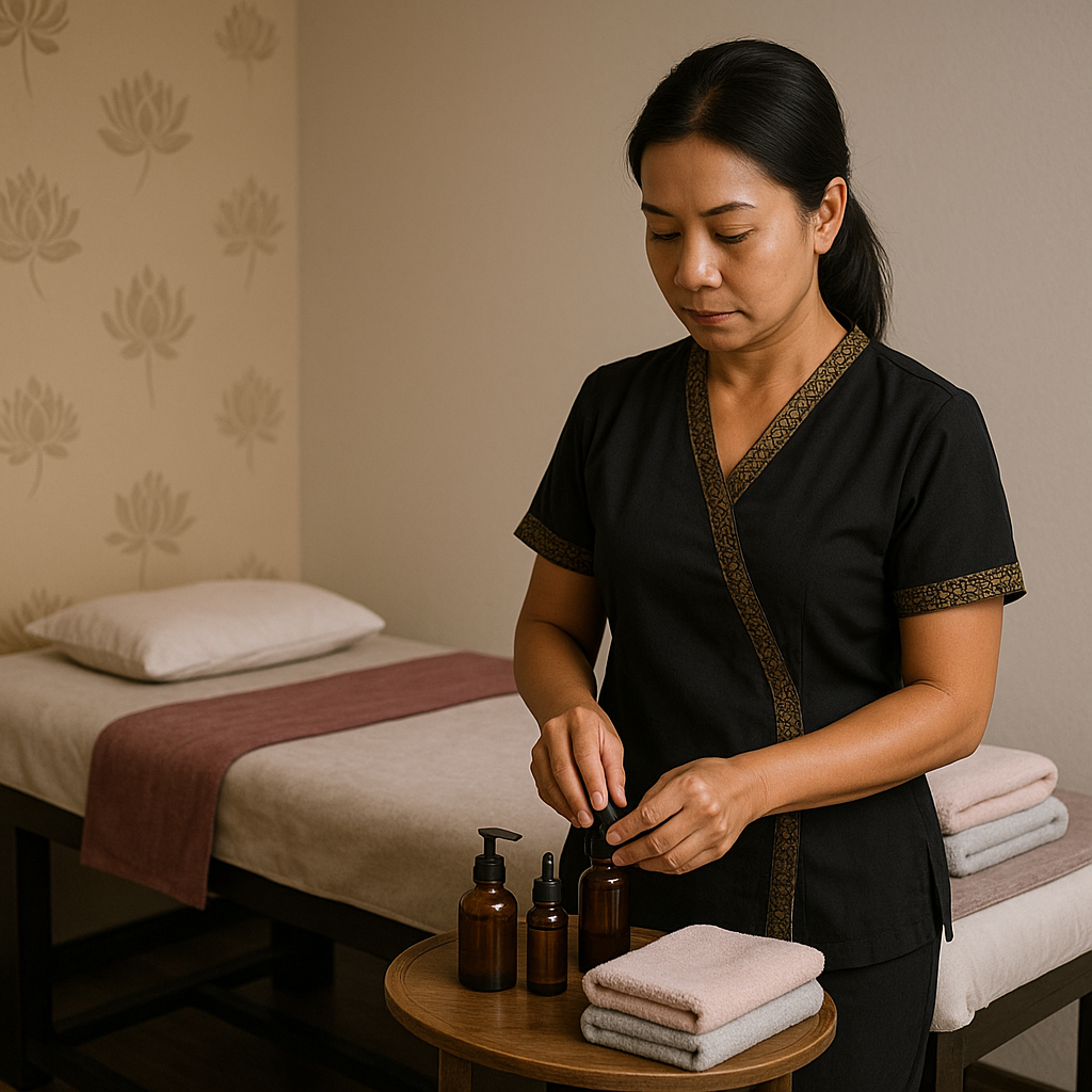 Massage Raum mit Masseurin